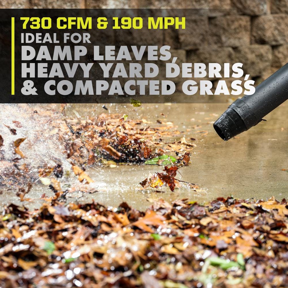 RYOBI 40V HP Brushless 190 MPH 730 CFM Cordless Battery Jet Fan Leaf Blower (Tool Only) RY404010BTL