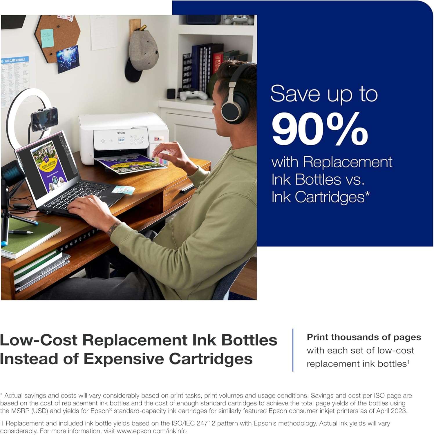 Epson EcoTank ET-2800 Wireless Color All-in-One Cartridge-Free Supertank Printer with Scan and Copy - White, Medium