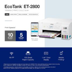 Epson EcoTank ET-2800 Wireless Color All-in-One Cartridge-Free Supertank Printer with Scan and Copy - White, Medium