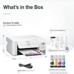 Epson EcoTank ET-2800 Wireless Color All-in-One Cartridge-Free Supertank Printer with Scan and Copy - White, Medium