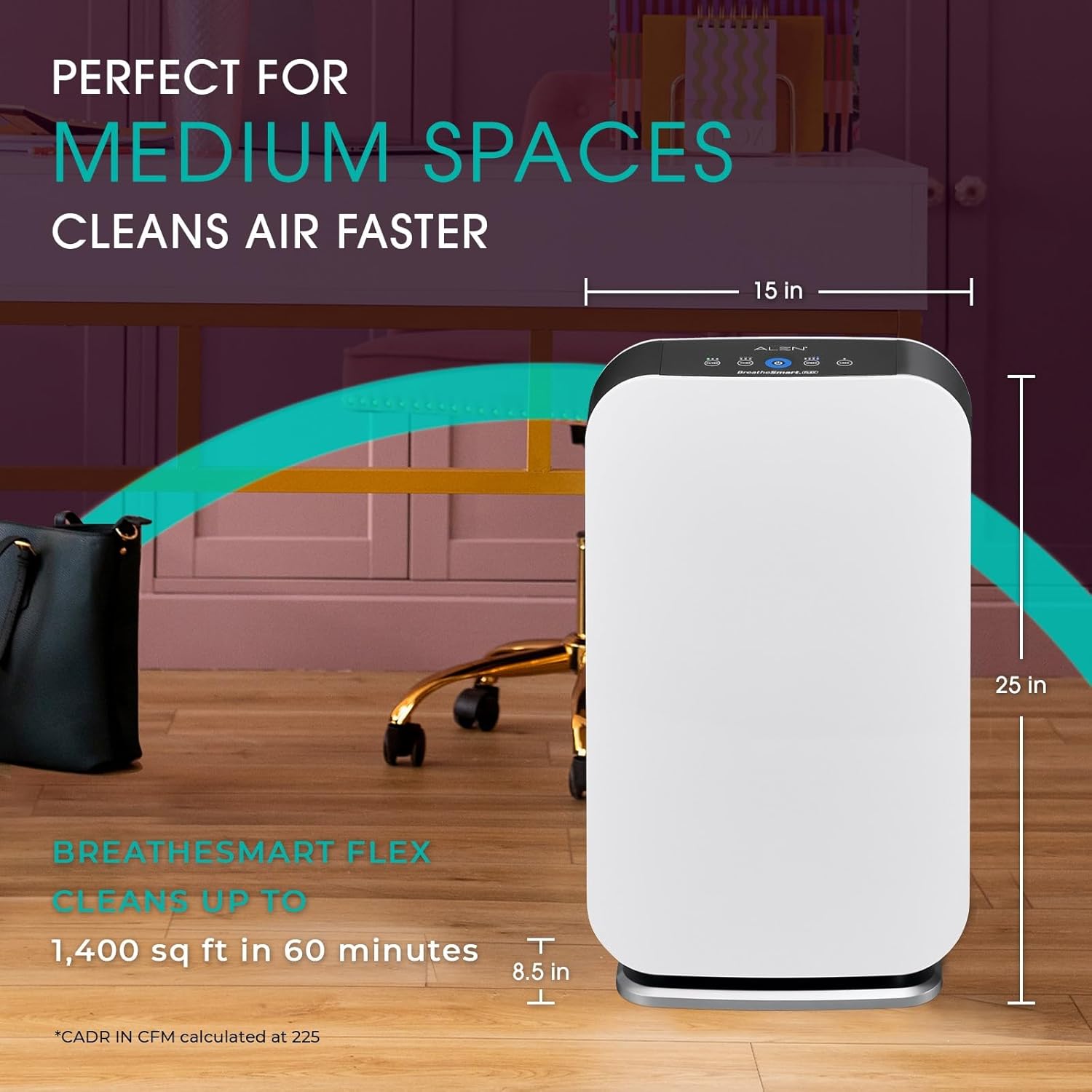 Alen FLEX Air Purifier, Quiet Air Flow for Large Rooms, 700 SqFt, Air Cleaner for Allergens, Dust, Mold, Pet Odors with Long Filter Life