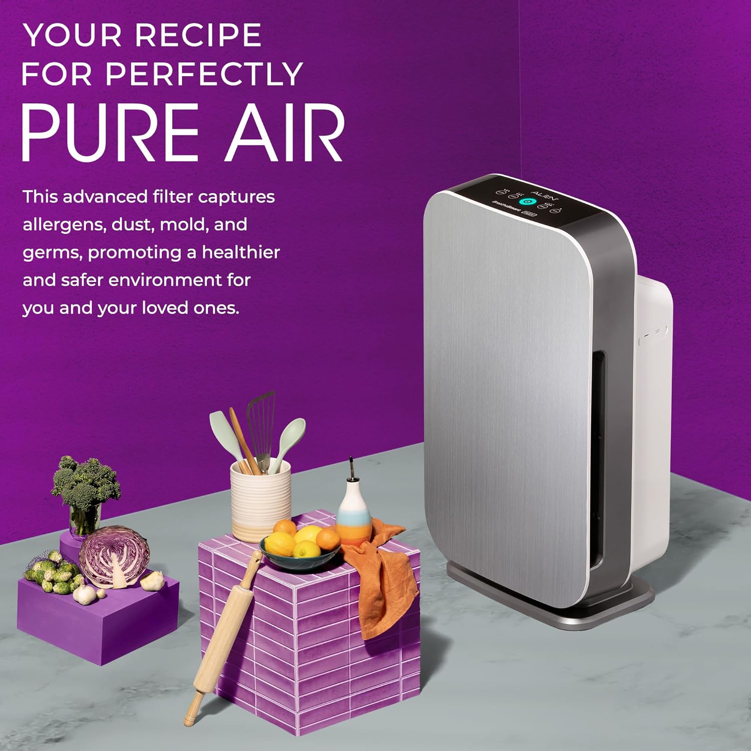 Alen FLEX Air Purifier, Quiet Air Flow for Large Rooms, 700 SqFt, Air Cleaner for Allergens, Dust, Mold, Pet Odors with Long Filter Life