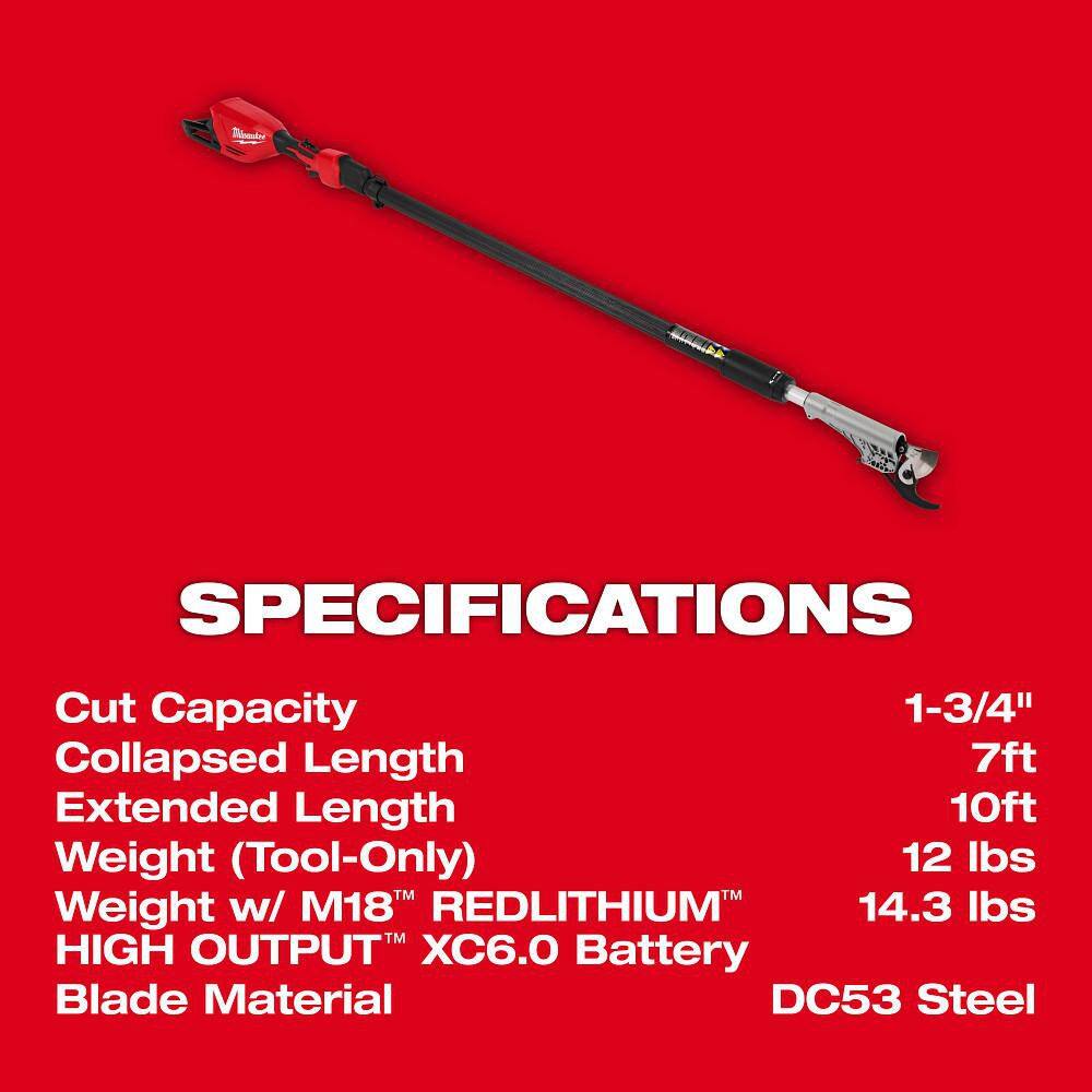 Milwaukee M18 Brushless 18-Volt Lithium-Ion Cordless Telescoping Pole Pruning Shears Saw (Tool-Only) 3008-20