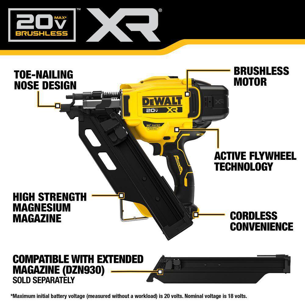 DEWALT 20-Volt 30° Cordless Framing Nailer (Tool-Only) DCN930B