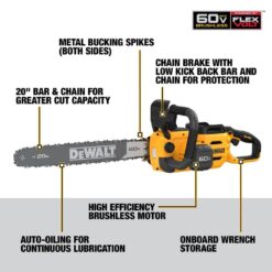 DEWALT FLEXVOLT 60V MAX 20 in. Brushless Cordless Battery Powered Chainsaw and Carry Case (Tool and Case Only) DCCS677B