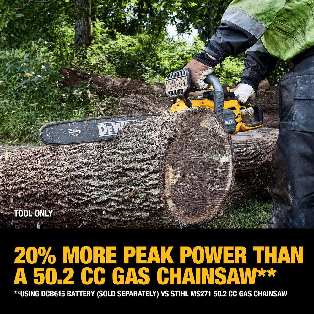 DEWALT FLEXVOLT 60V MAX 20 in. Brushless Cordless Battery Powered Chainsaw and Carry Case (Tool and Case Only) DCCS677B