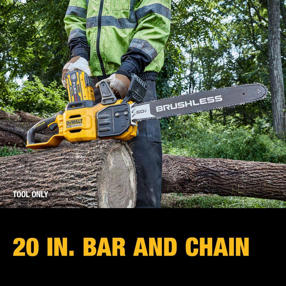 DEWALT FLEXVOLT 60V MAX 20 in. Brushless Cordless Battery Powered Chainsaw and Carry Case (Tool and Case Only) DCCS677B