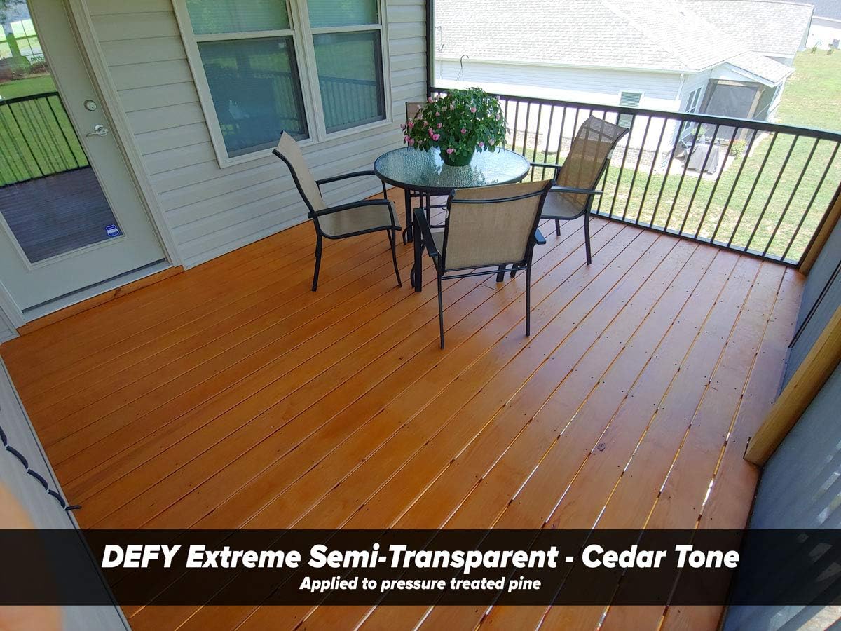 DEFY Extreme Wood Stain and Sealer in One - 5 Gallon Semi-Transparent Waterproof Coating for All Wood Types - Cedar Tone