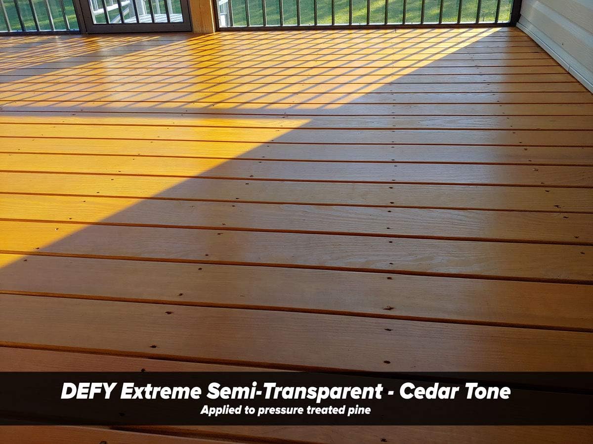 DEFY Extreme Wood Stain and Sealer in One - 5 Gallon Semi-Transparent Waterproof Coating for All Wood Types - Cedar Tone