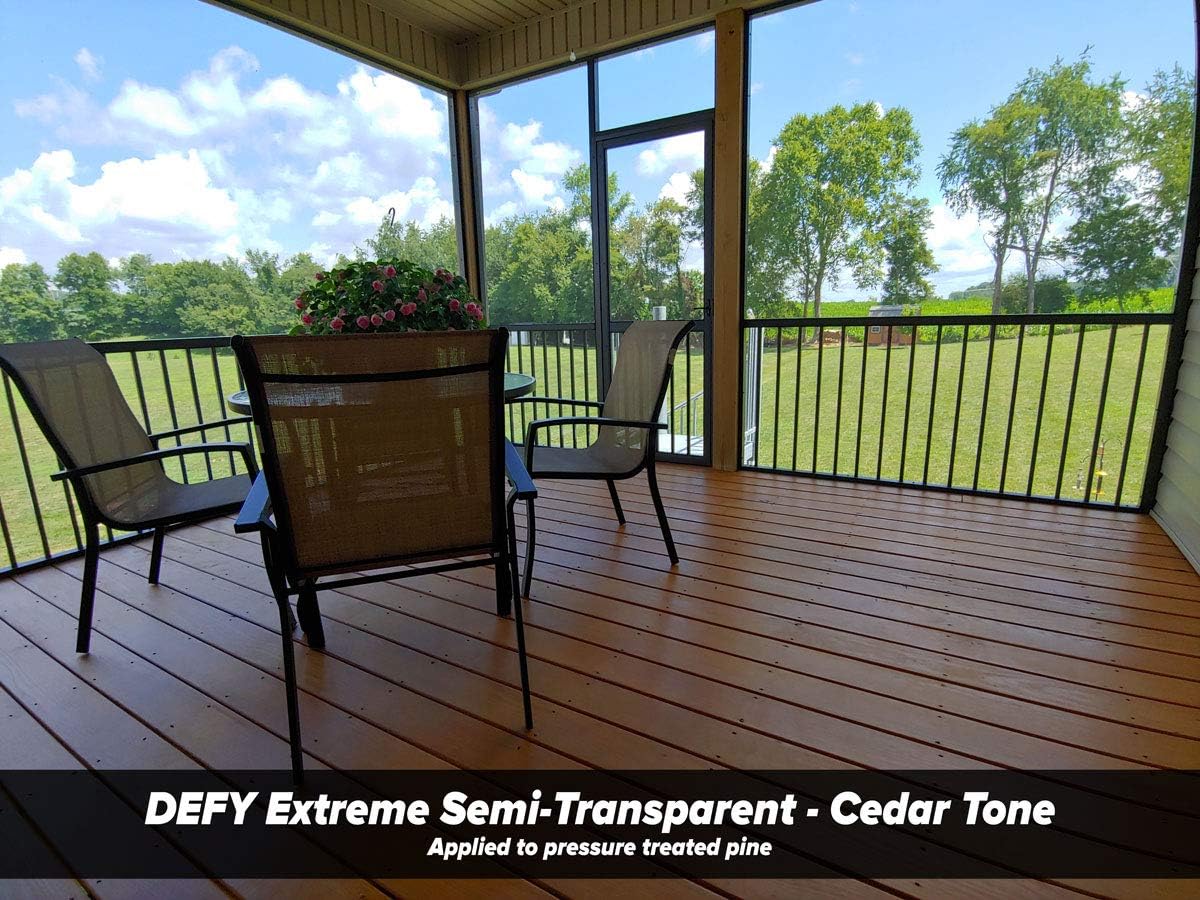 DEFY Extreme Wood Stain and Sealer in One - 5 Gallon Semi-Transparent Waterproof Coating for All Wood Types - Cedar Tone