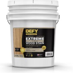 DEFY Extreme Crystal Clear Outdoor Wood Stain and Sealer in One – Clear Waterproof Sealant for Wood Decks, Fences, & Siding, 5 Gal, Made in USA
