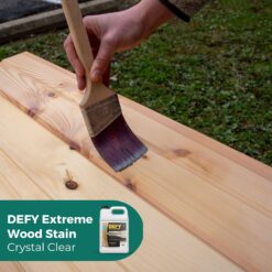 DEFY Extreme Crystal Clear Outdoor Wood Stain and Sealer in One – Clear Waterproof Sealant for Wood Decks, Fences, & Siding, 5 Gal, Made in USA