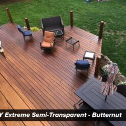 DEFY Extreme Wood Stain and Sealer in One - 5 Gallon Semi-Transparent Waterproof Coating for All Wood Types - Butternut
