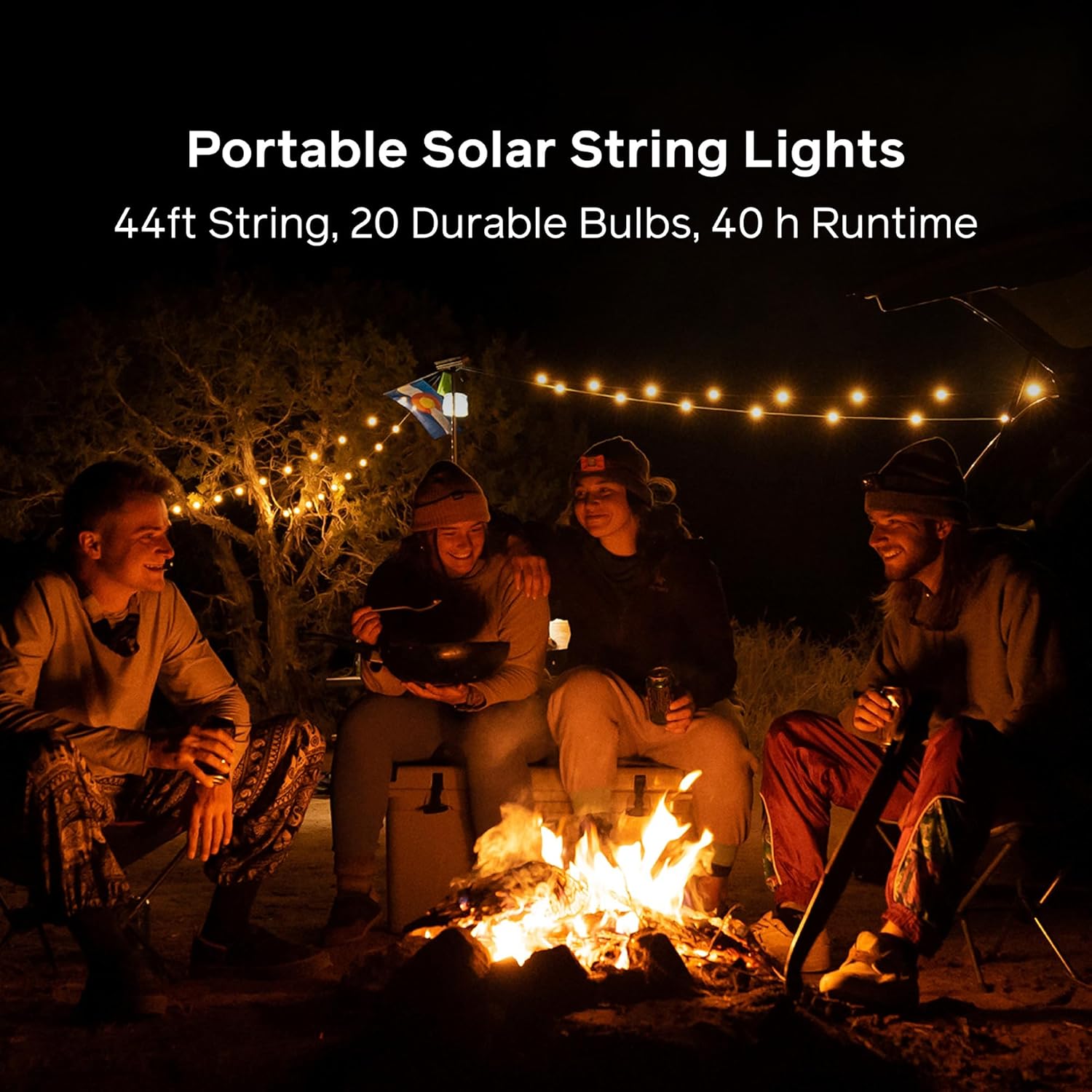 BioLite Solar String Rechargeable, Solar String Lights for Camping, Patio, and Travel, 44-Foot, Warm White