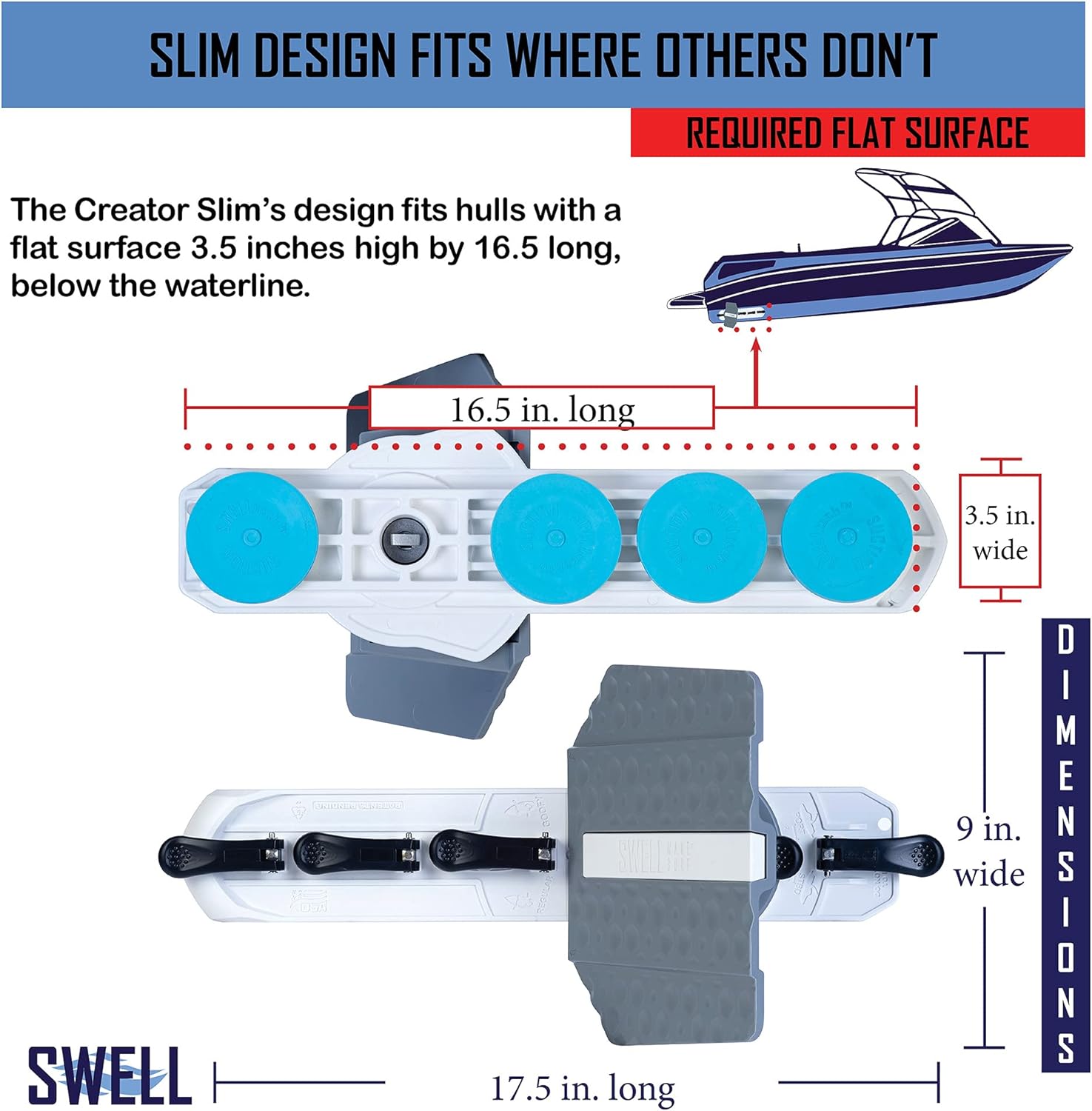 SWELL Wakesurf Creator Slim H3X - Original Slim Wake Shaper - Rotating with Hydrodynamic Texture