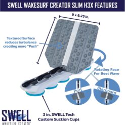 SWELL Wakesurf Creator Slim H3X - Original Slim Wake Shaper - Rotating with Hydrodynamic Texture