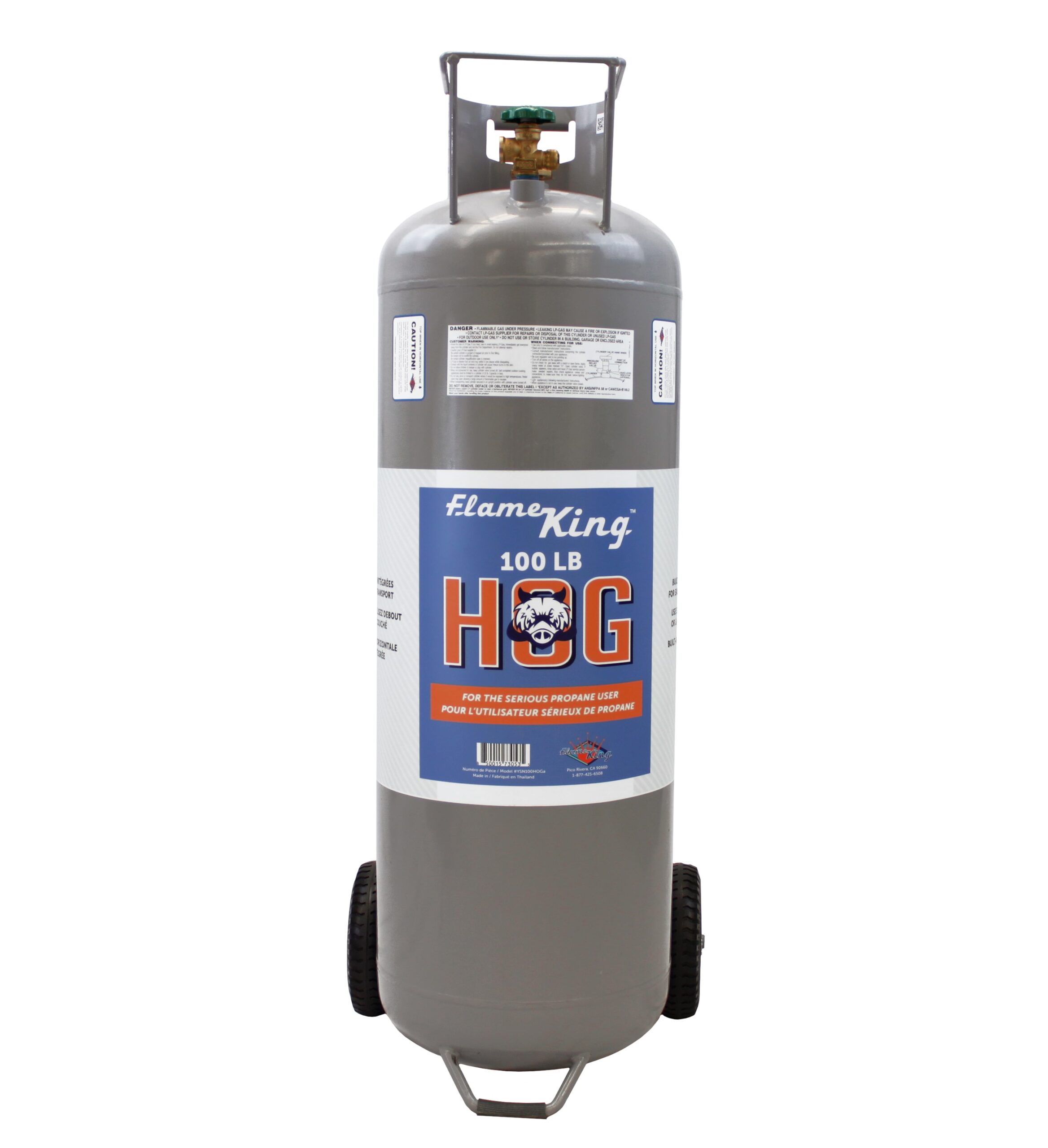 Flame King 100LB Horizontal/Vertical LP Cylinder w/ POL Valve Steel Propane tank