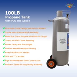Flame King 100LB Horizontal/Vertical LP Cylinder w/ POL Valve Steel Propane tank
