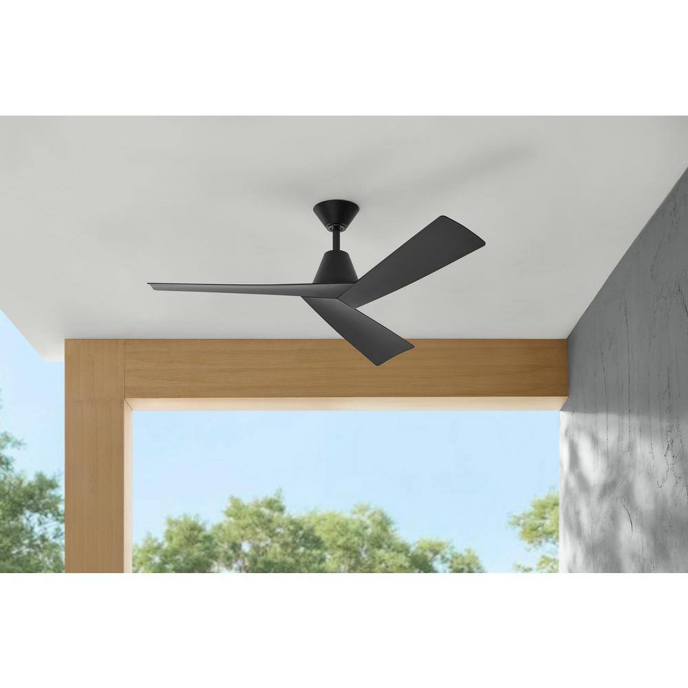 Home Decorators Collection Easton 52 in. Indoor/Outdoor Matte Black with Matte Black Blades Ceiling Fan