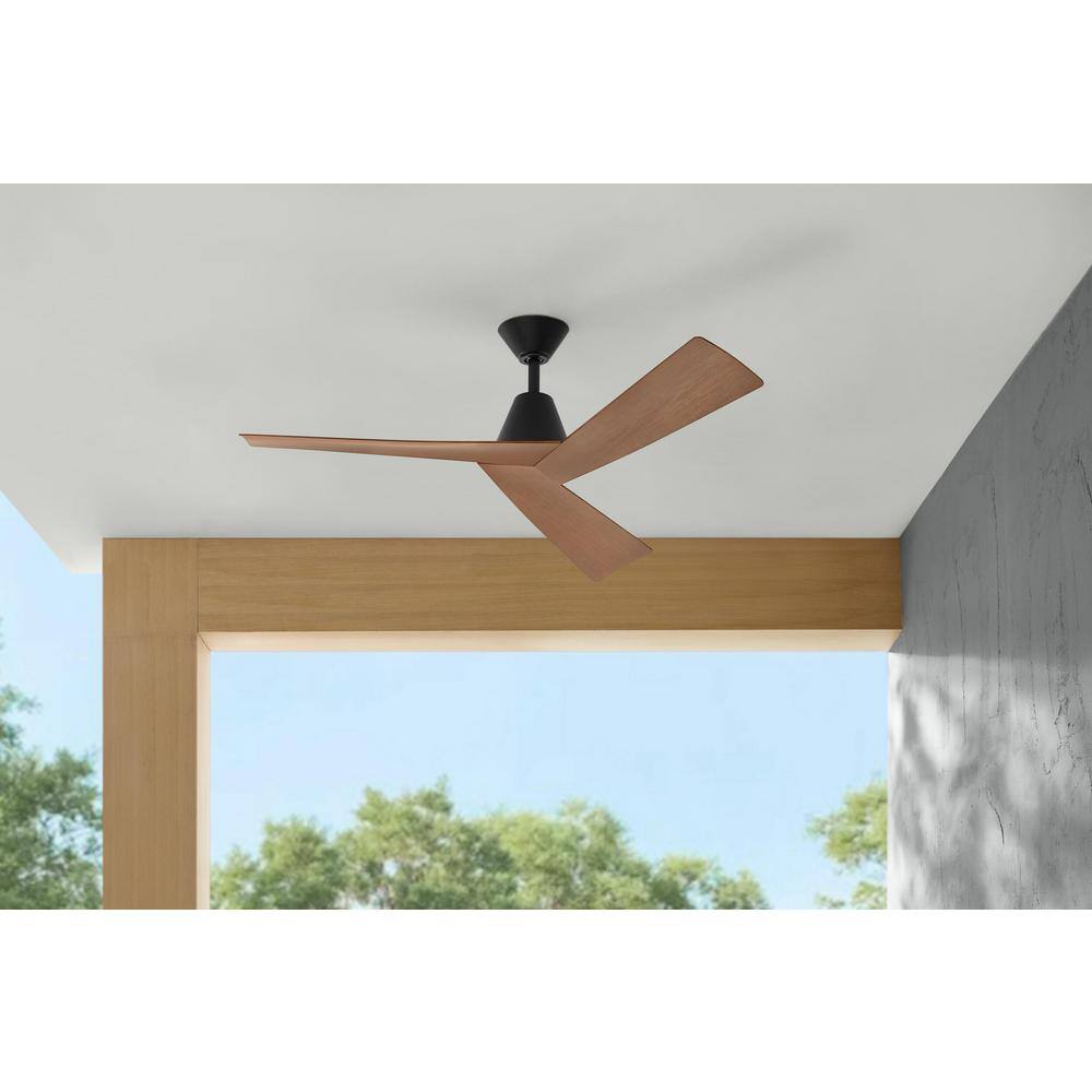 Home Decorators Collection Easton 52 in. Indoor/Outdoor Matte Black with Whiskey Barrel Blades Ceiling Fan