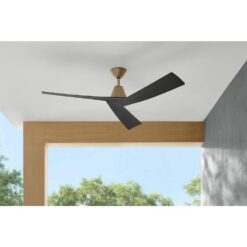 Home Decorators Collection Easton 60 in. Indoor/Outdoor Brushed Gold with Matte Black Blades Ceiling Fan with Remote Included N381B-CB+MBK