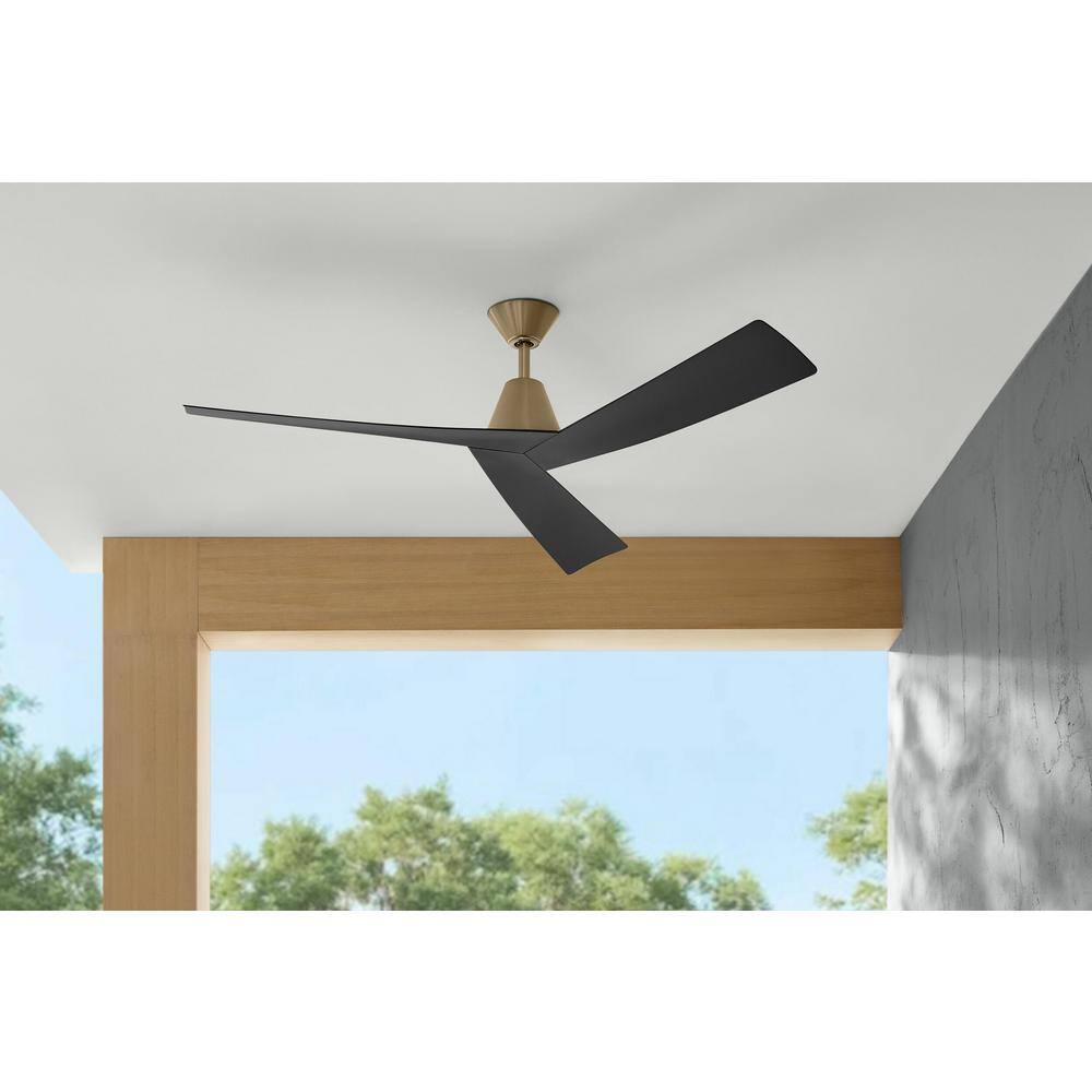 Home Decorators Collection Easton 60 in. Indoor/Outdoor Brushed Gold with Matte Black Blades Ceiling Fan with Remote Included N381B-CB+MBK