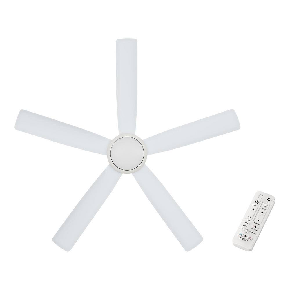 Hampton Bay Amaia 56 in. Indoor/Outdoor Coastal Grade DC Motor Matte White Ceiling Fan