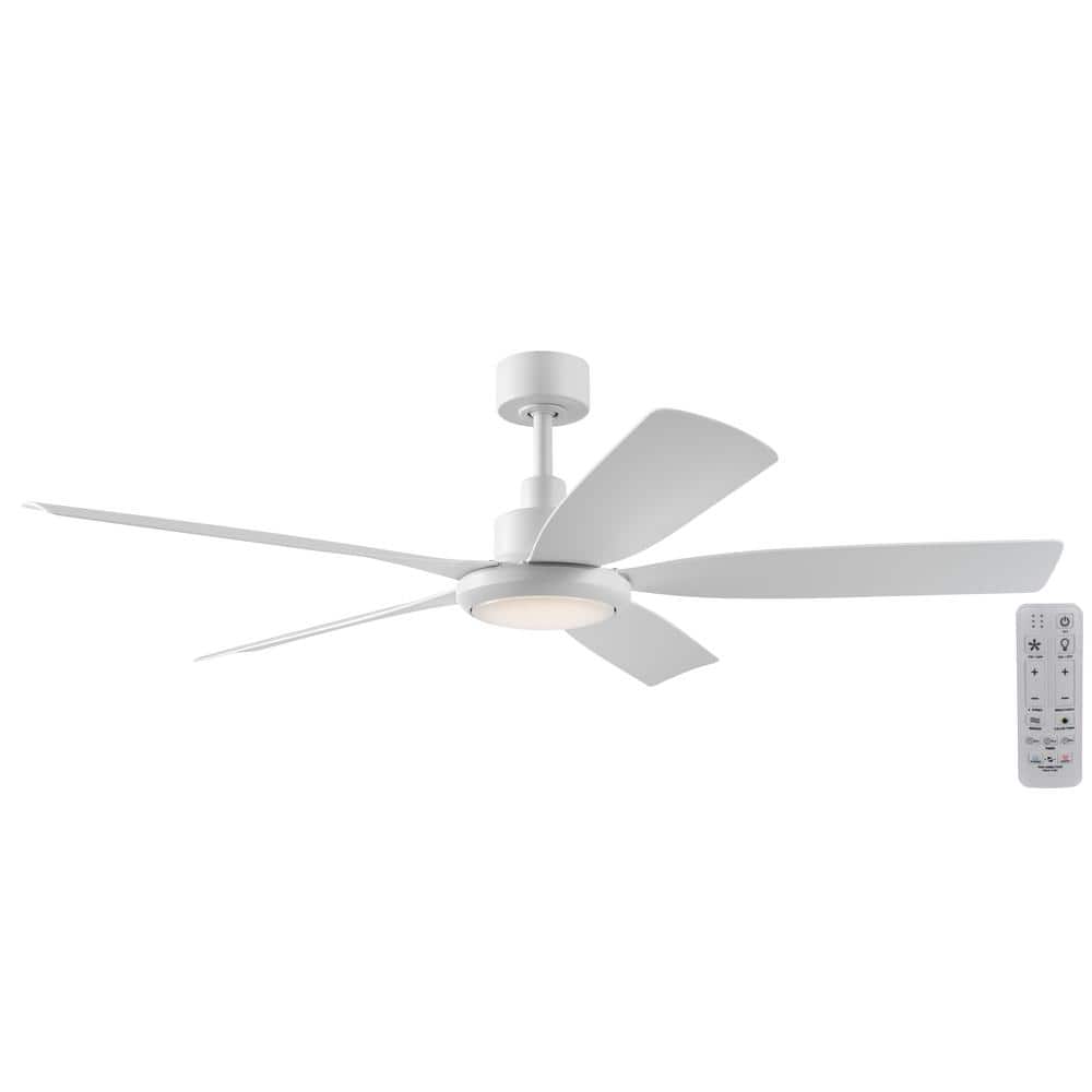 Hampton Bay Amaia 56 in. Indoor/Outdoor Coastal Grade DC Motor Matte White Ceiling Fan