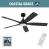 Hampton Bay Amaia 56 in. Indoor/Outdoor Coastal Grade DC Motor Matte Black Ceiling Fan