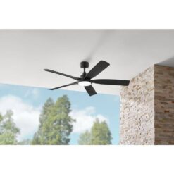 Hampton Bay Amaia 56 in. Indoor/Outdoor Coastal Grade DC Motor Matte Black Ceiling Fan