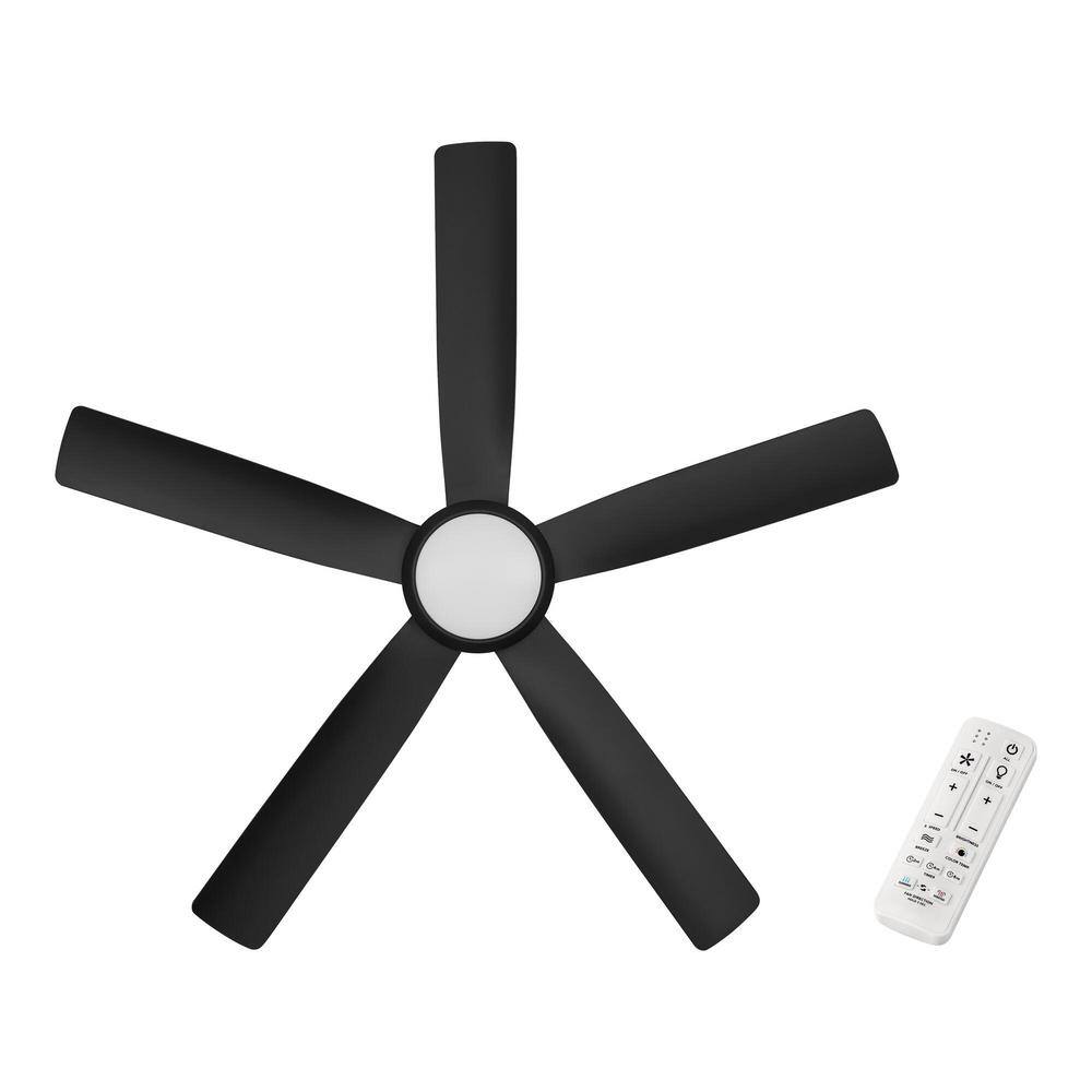 Hampton Bay Amaia 56 in. Indoor/Outdoor Coastal Grade DC Motor Matte Black Ceiling Fan