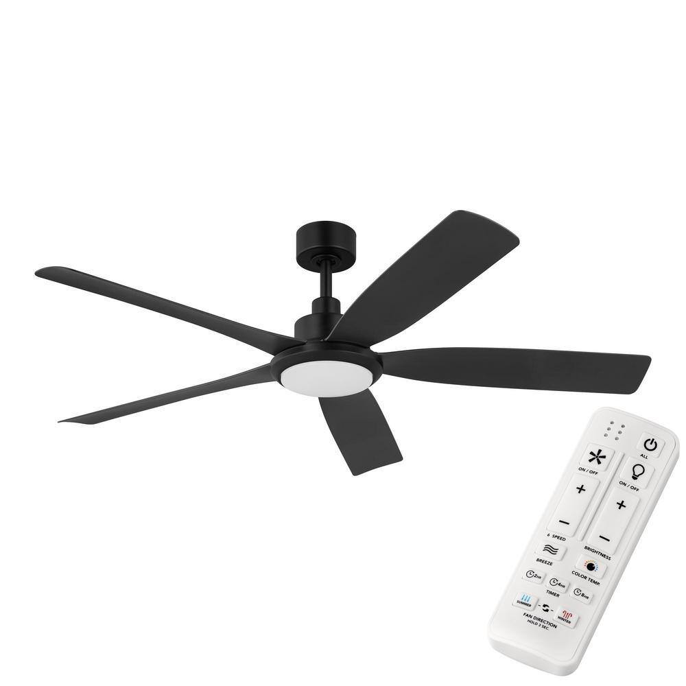 Hampton Bay Amaia 56 in. Indoor/Outdoor Coastal Grade DC Motor Matte Black Ceiling Fan