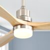 Sofucor 52 in. LED Indoor/Outdoor Dimmable Brushed Nickel Solid Wood Blade Ceiling Fan with 6-Speed Remote Control KYL5247BKHM