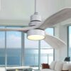 Sofucor 52 in. LED Indoor/Outdoor Dimmable Silver Solid Wood Blade Ceiling Fan with 6-Speed Remote ZSKBKN220208004