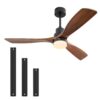 Sofucor 52 in. Integrated LED Indoor/Outdoor Black Ceiling Fan with Light Kit and Remote Control KYL5247BKHTM