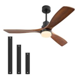 Sofucor 52 in. Integrated LED Indoor/Outdoor Black Ceiling Fan with Light Kit and Remote Control KYL5247BKHTM