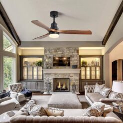 Sofucor 52 in. Integrated LED Indoor/Outdoor Black Ceiling Fan with Light Kit and Remote Control KYL5247BKHTM