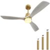Sofucor 52 in. Integrated LED Indoor/Outdoor Gold Ceiling Fan with Light Kit and Remote Control KYL5247BGSX