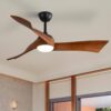 Sofucor 52 in. Integrated Dimmable LED Indoor/Outdoor Black Ceiling Fan with Light Kit and Remote Control KBS0852K012BK
