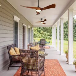 Sofucor 52 in. Integrated Dimmable LED Indoor/Outdoor Black Ceiling Fan with Light Kit and Remote Control KBS0852K012BK