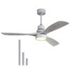 Sofucor 52 in. Integrated LED Indoor/Outdoor Silver Ceiling Fan with Light Kit and Remote Control KYL5247SLSX