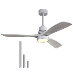 Sofucor 52 in. Integrated LED Indoor/Outdoor Silver Ceiling Fan with Light Kit and Remote Control KYL5247SLSX
