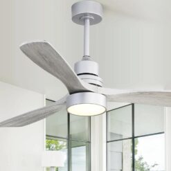 Sofucor 52 in. Integrated LED Indoor/Outdoor Silver Ceiling Fan with Light Kit and Remote Control KYL5247SLSX