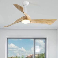 Sofucor 52 in. Integrated Dimmable LED Indoor/Outdoor White Ceiling Fan with Light Kit and Remote Control KBSYL52K012WH