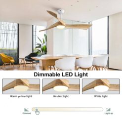 Sofucor 52 in. Integrated Dimmable LED Indoor/Outdoor White Ceiling Fan with Light Kit and Remote Control KBSYL52K012WH