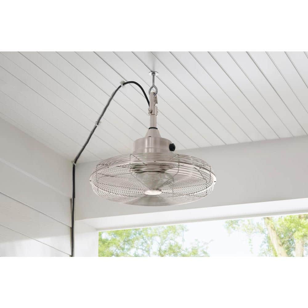 Home Decorators Collection Calthorpe 20 in. Indoor/Outdoor Wet Rated Portable Brushed Nickel Ceiling Fan YG682-BN