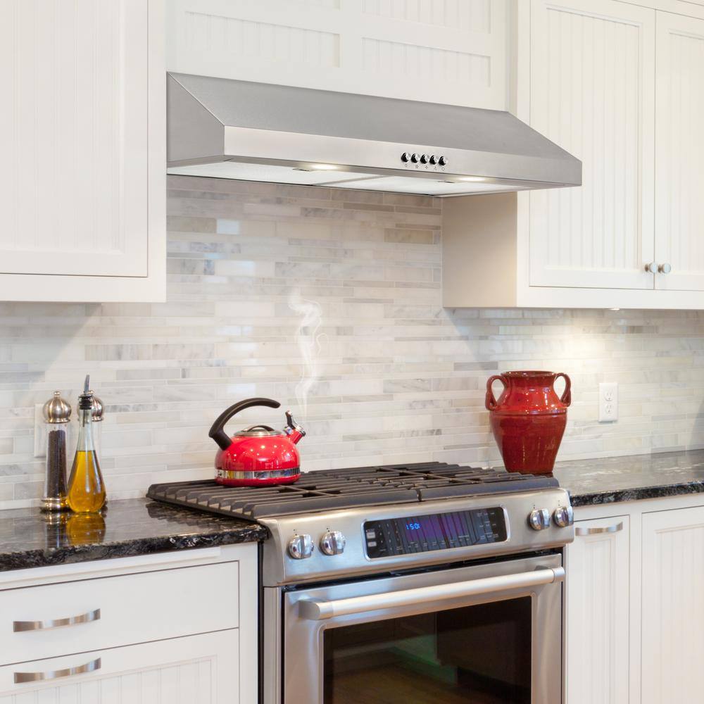 Vissani Caprelo 30 in. 320 CFM Convertible Under Cabinet Range Hood in Stainless Steel with LED Lighting and Charcoal Filter QR254S
