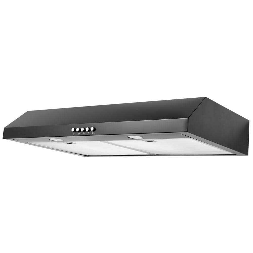 Vissani Caprelo 30 in. 320 CFM Convertible Under Cabinet Range Hood in Black with LED Lighting and Charcoal Filter QR254BY