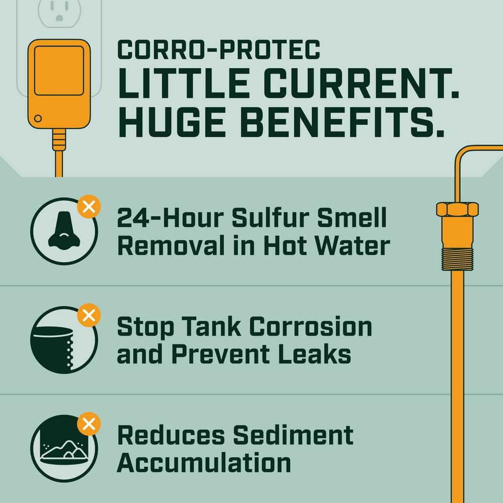CORRO-PROTEC Powered Anode Rod for Bradford White Water Heater and Hot Water Outlet