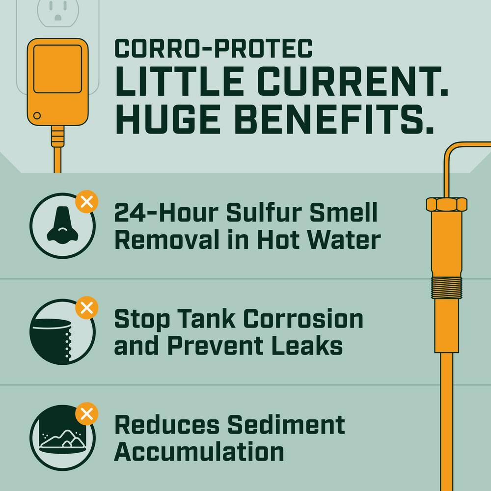 CORRO-PROTEC Powered Anode Rod For 90-120 Gal. Residential Water Heater